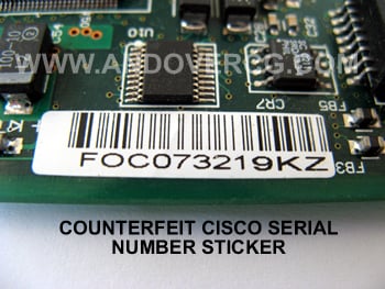 Fake Counterfeit Cisco WIC-1DSU-T1-V2 Serial number sticker Example