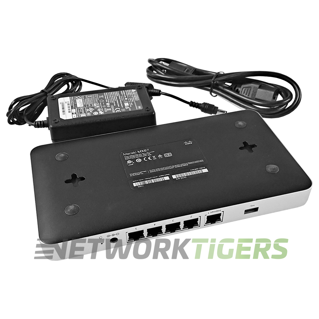 NEW Cisco Meraki MX67-HW MX Series 450 Mbps 4x 1GB RJ45 LAN Unclaimed Firewall