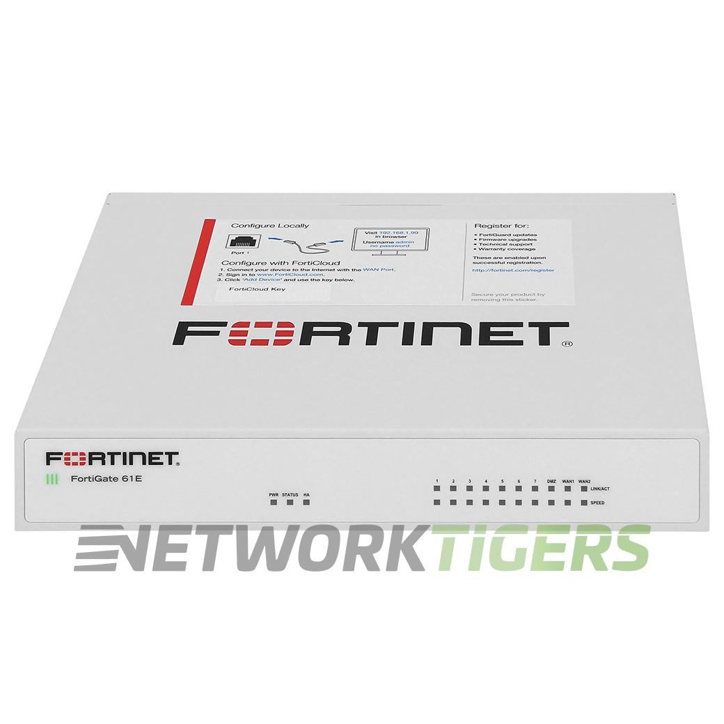Fortinet FG-61E FortiGate 3Gbps 10x 1GB RJ-45 128 GB SSD Firewall UNCLAIMED